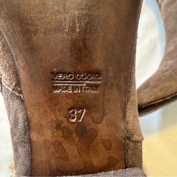 AGL 37 (US 7) Brown Suede Leather Floral Crochet Boots Booties ~ Boho Bohemian - Picture 9 of 10